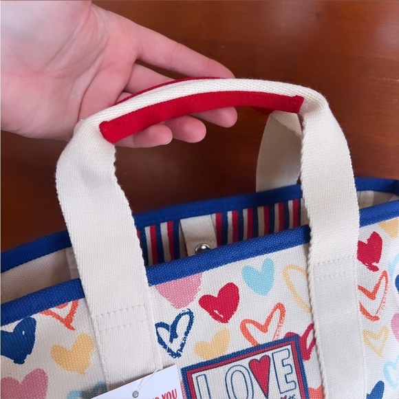 NWT BRIGHTON Red White And You Mini Canvas Tote / Crossbody Bag - Picture 13 of 16